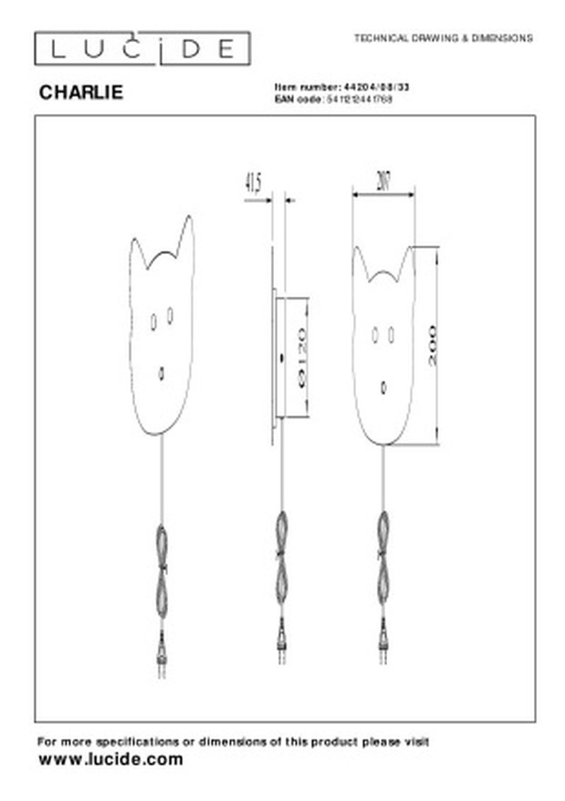 Lucide CHARLIE - Nástenné svietidlo deti - LED Dim. - 1x7W 2600K/2700K - Zelená